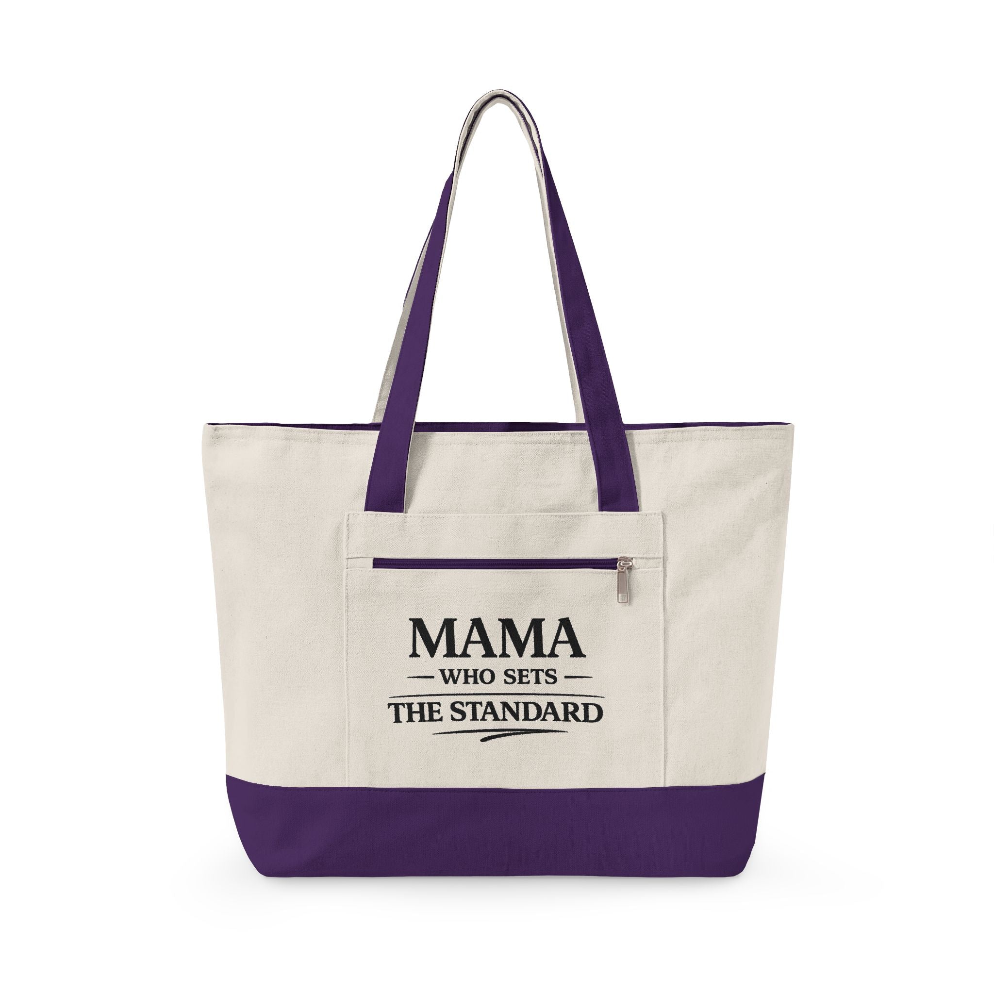 Canvas Tote Bag — "Mama Who Sets The Standard" / "Destiny Redeemed" Zippered Cotton Shopper