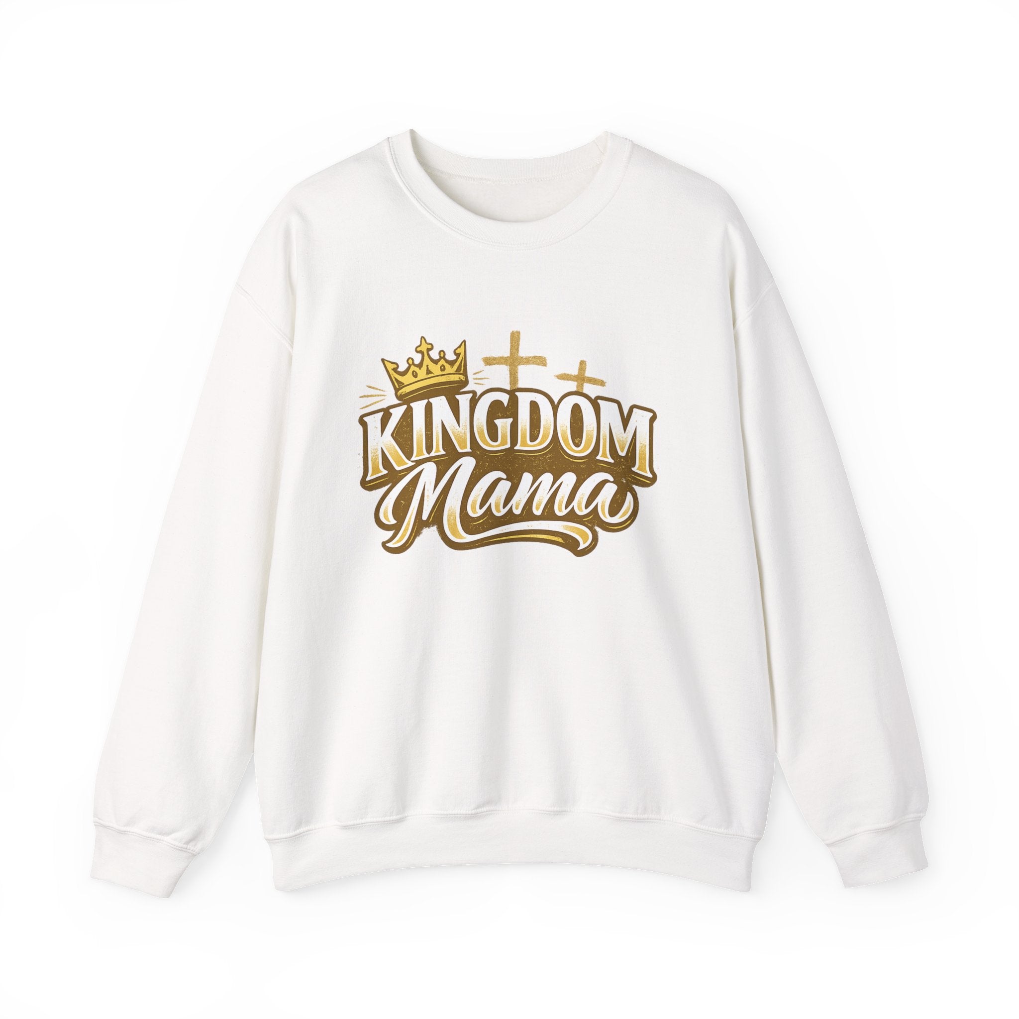 Kingdom Mama Sweatshirt — Christian Mom Crewneck with Crown & Cross Design