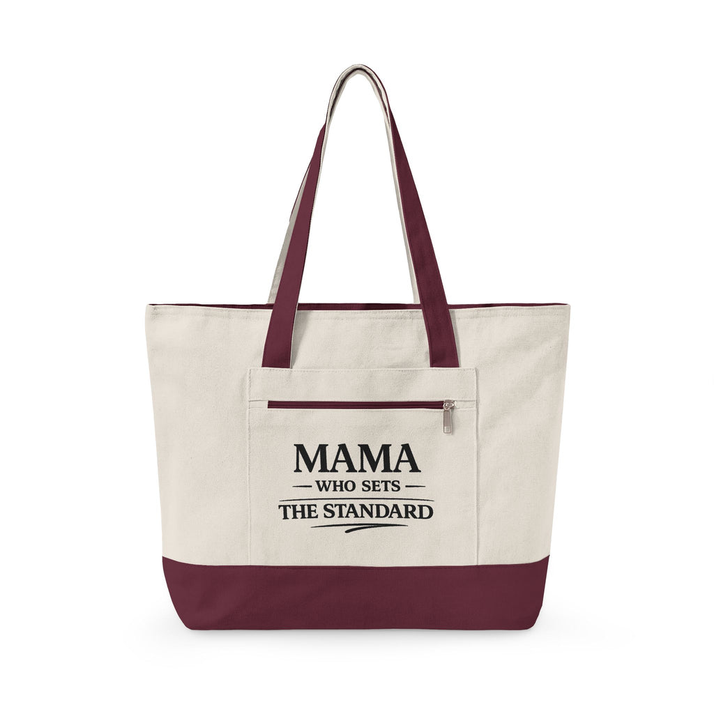 Canvas Tote Bag — "Mama Who Sets The Standard" / "Destiny Redeemed" Zippered Cotton Shopper
