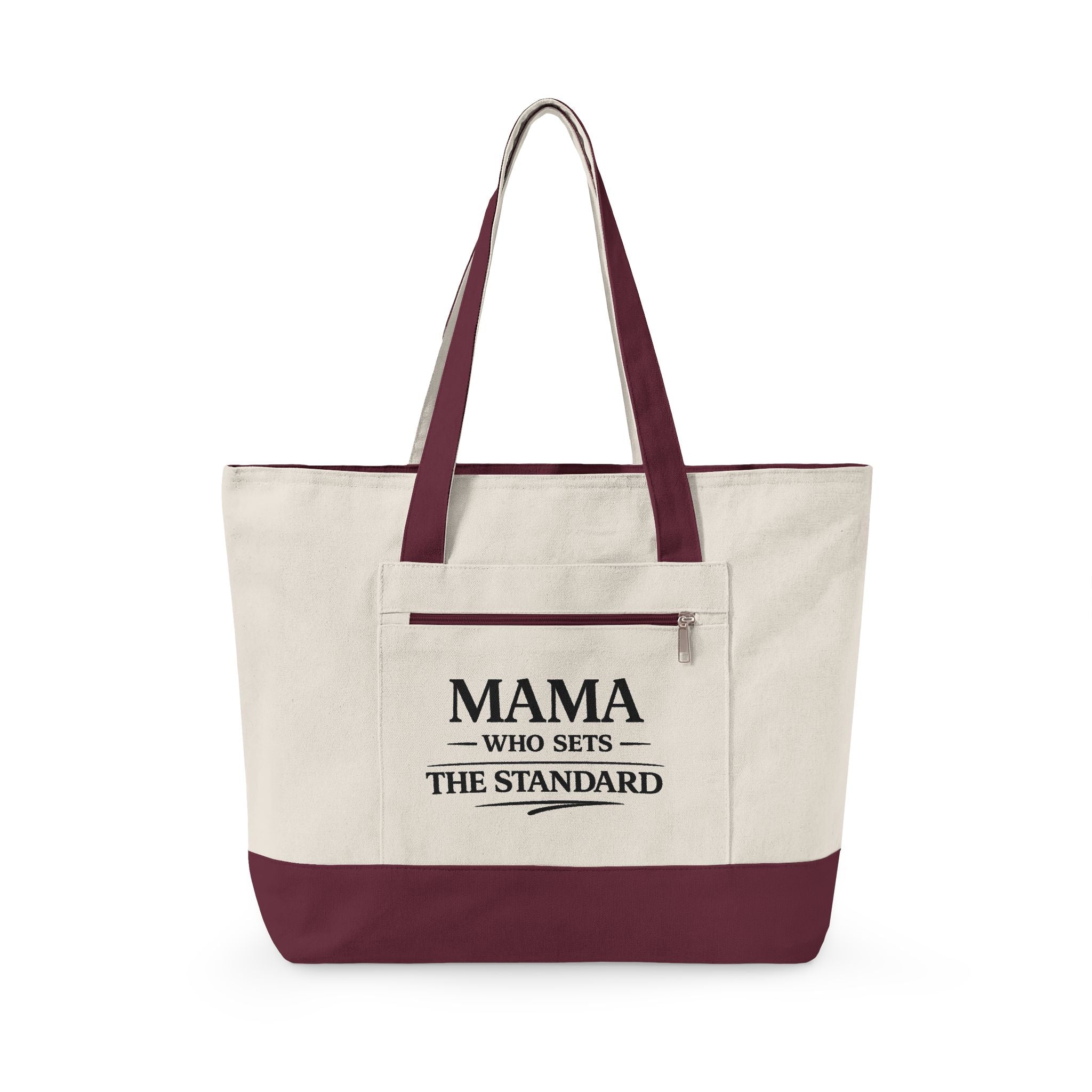 Canvas Tote Bag — "Mama Who Sets The Standard" / "Destiny Redeemed" Zippered Cotton Shopper