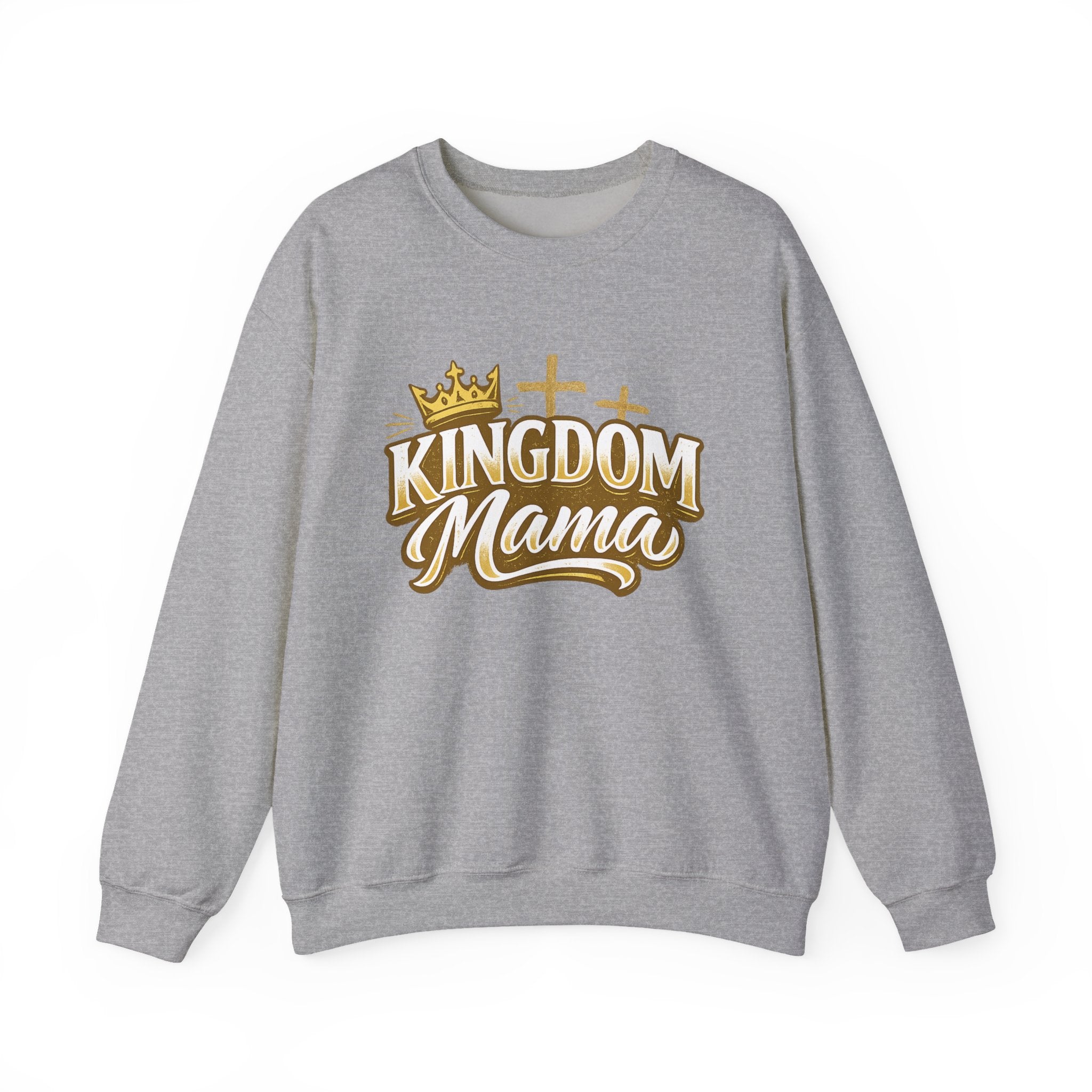 Kingdom Mama Sweatshirt — Christian Mom Crewneck with Crown & Cross Design