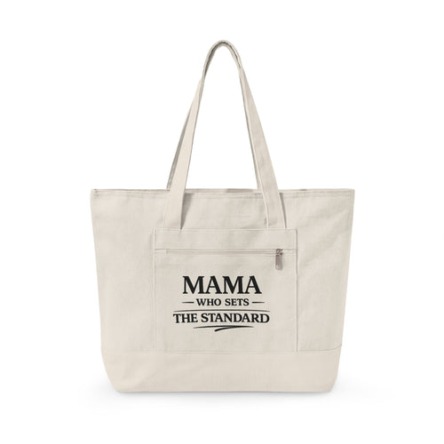 Canvas Tote Bag — "Mama Who Sets The Standard" / "Destiny Redeemed" Zippered Cotton Shopper