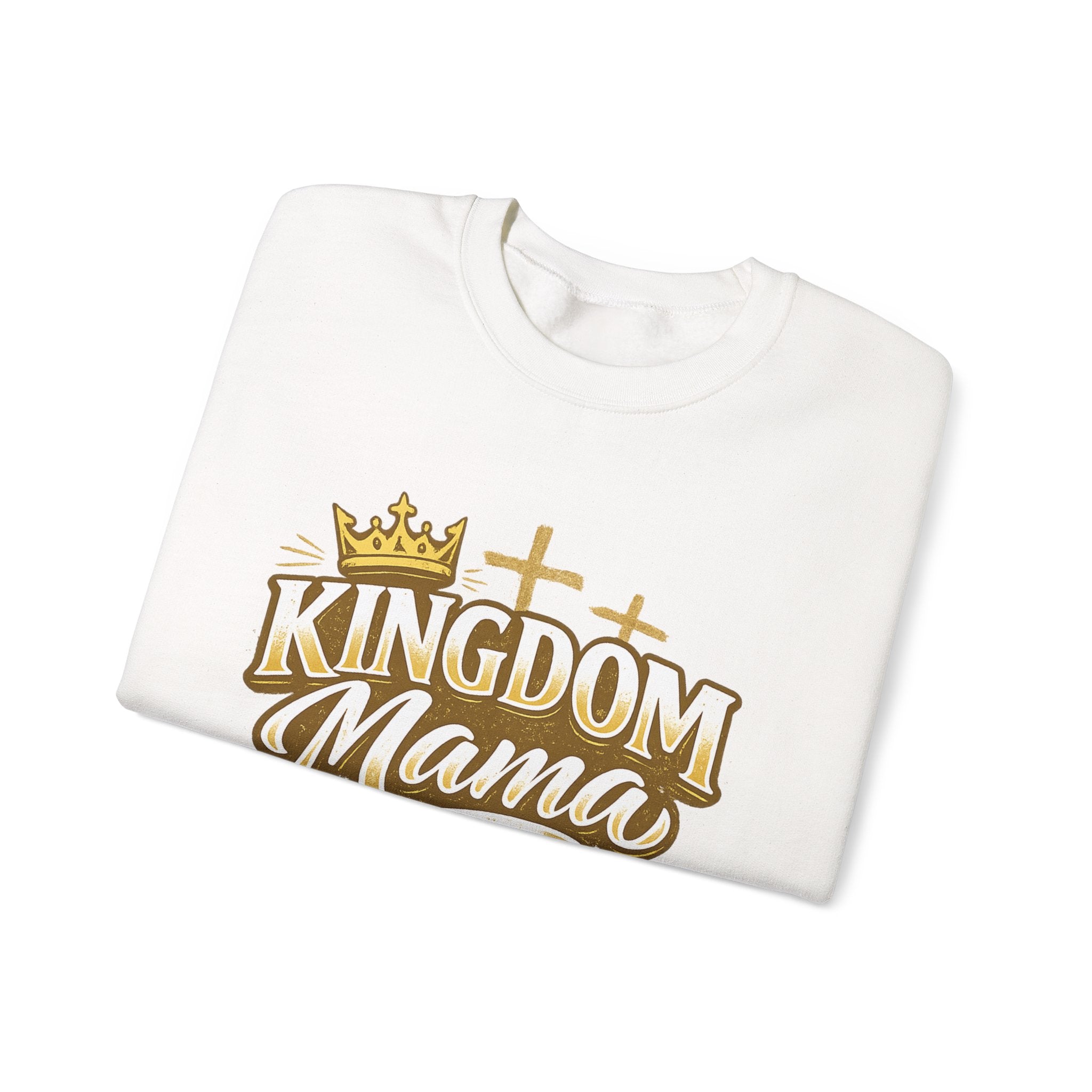 Kingdom Mama Sweatshirt — Christian Mom Crewneck with Crown & Cross Design