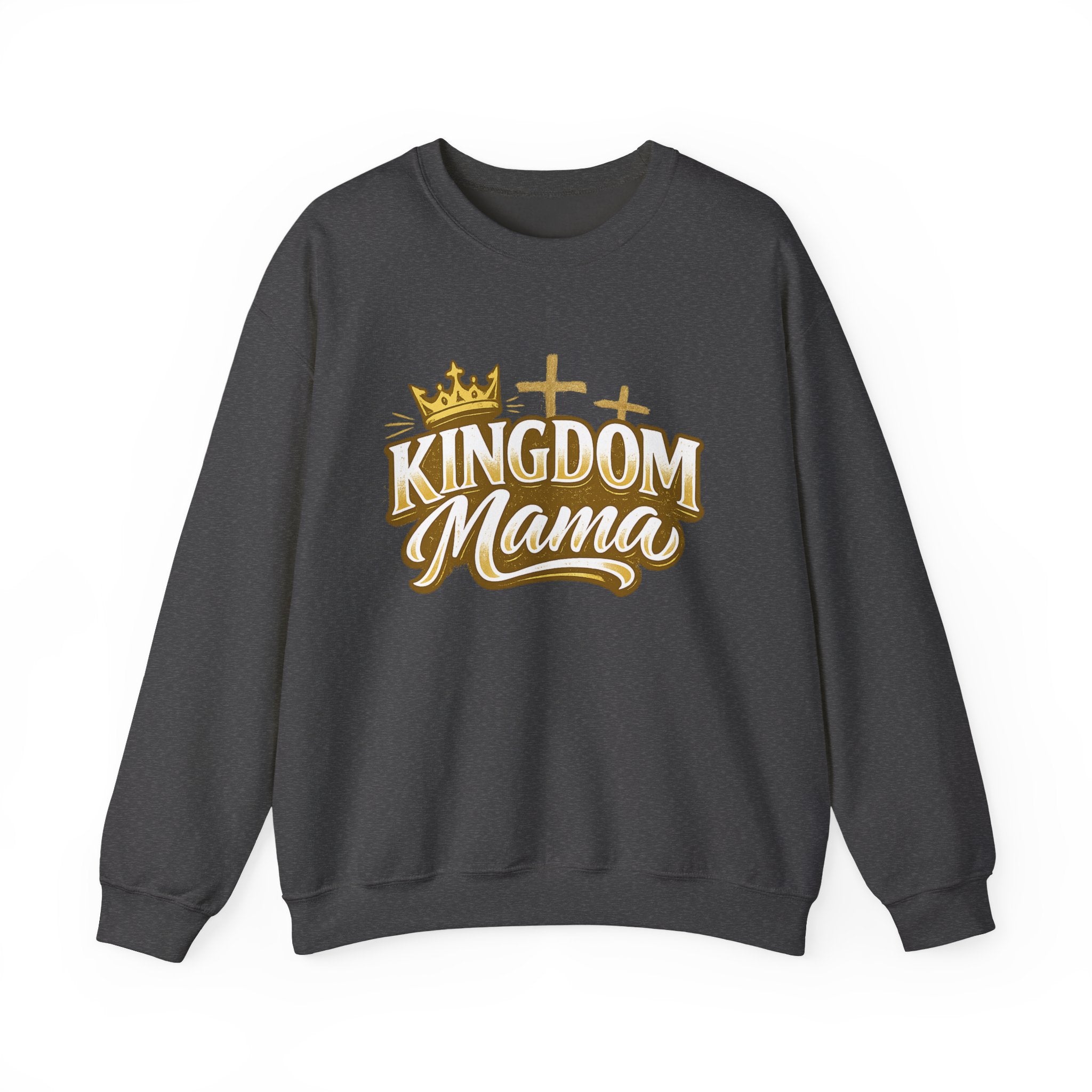 Kingdom Mama Sweatshirt — Christian Mom Crewneck with Crown & Cross Design